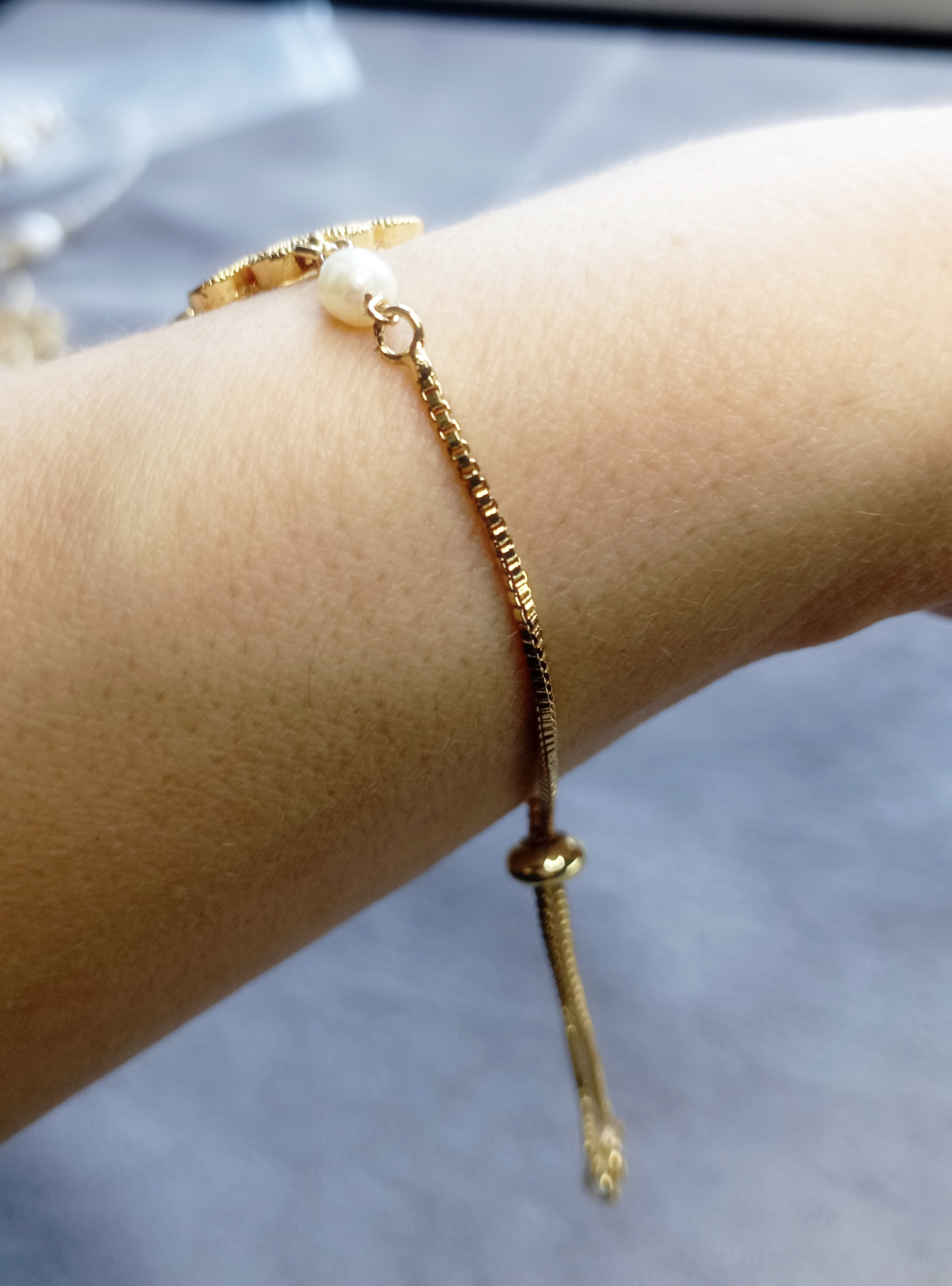 Изображение товара: Браслет с клевером и жемчужинами