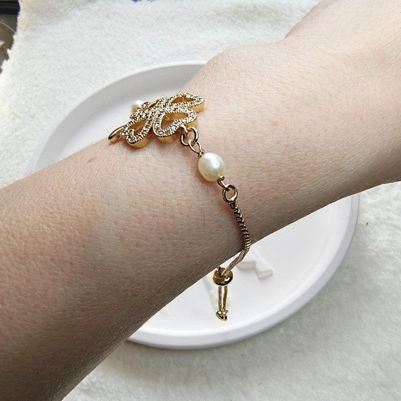 Изображение товара: Браслет с клевером и жемчужинами