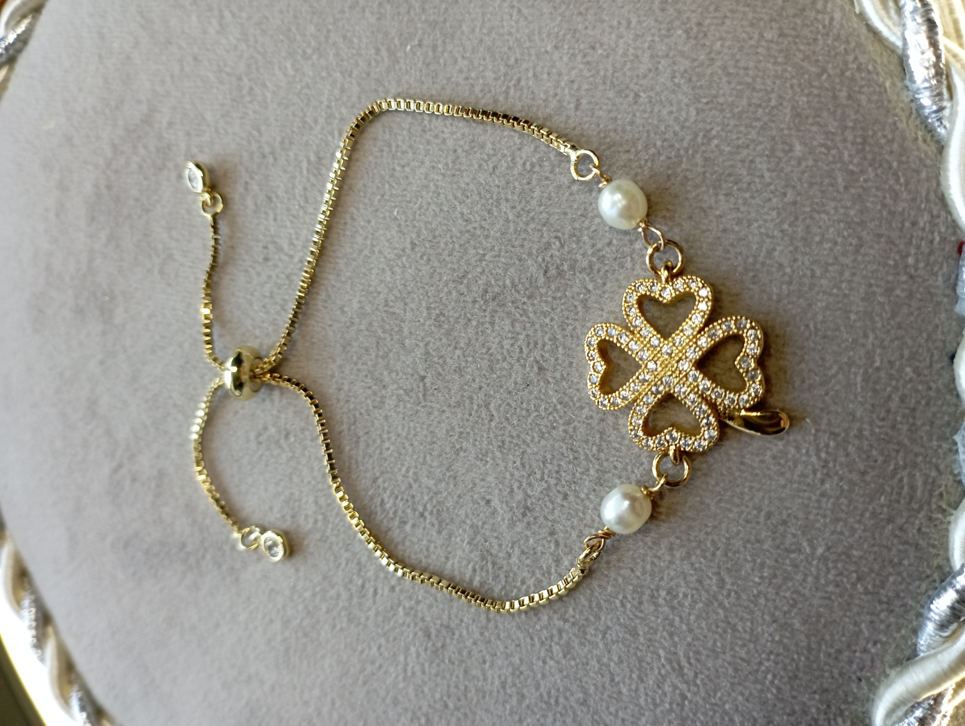 Изображение товара: Браслет с клевером и жемчужинами